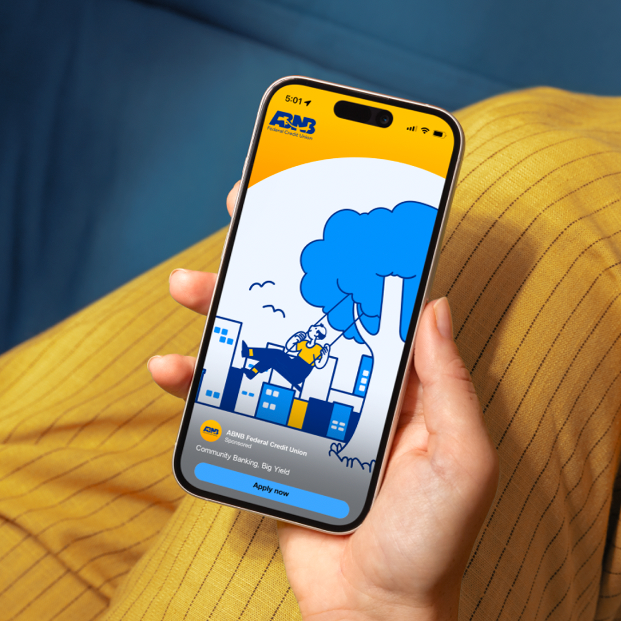 ABNB Federal Credit Union mobile app on a phone